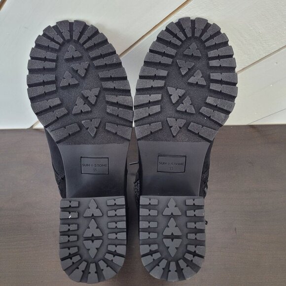 NEW SUN STONE ROMINA LACE-UP HIKER BOOTIES BLACK SIZE 11M - Picture 9 of 11